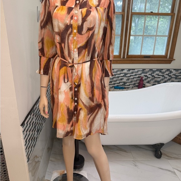 APRICOT Painterly Swirl Shirt Dress - Picture 7 of 12
